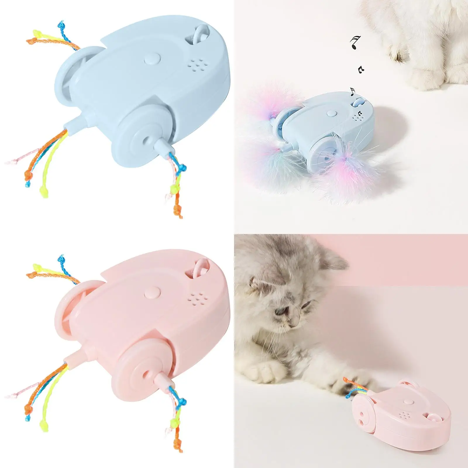 

Cat Toys Interactive Teaser Pet Stick Mouse Toy Moving Toys