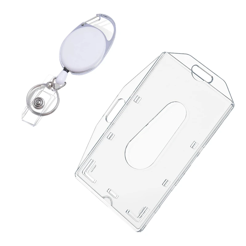 Retractable Keychain Easy Pull Badge Reel ID Name Tag Card Holder with Ckip Working Permit Case Pass Work Card Cover Badge Reels