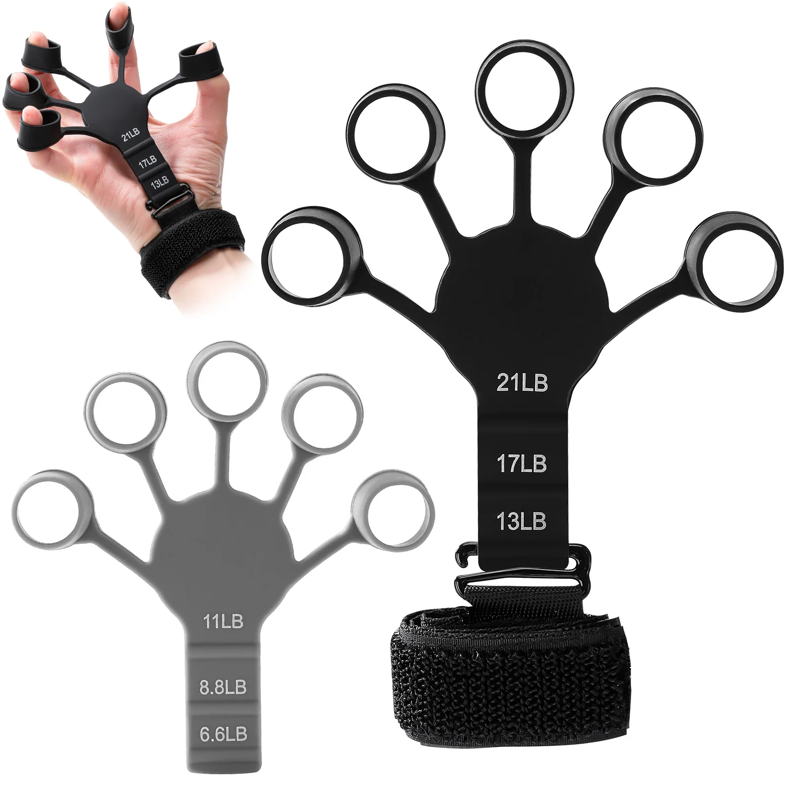 Hand Grip 5 Finger Exerciser Strength  Power Forearm Silicone Trainning Adjustable Strengthener For Wrist Hand Brush Expander