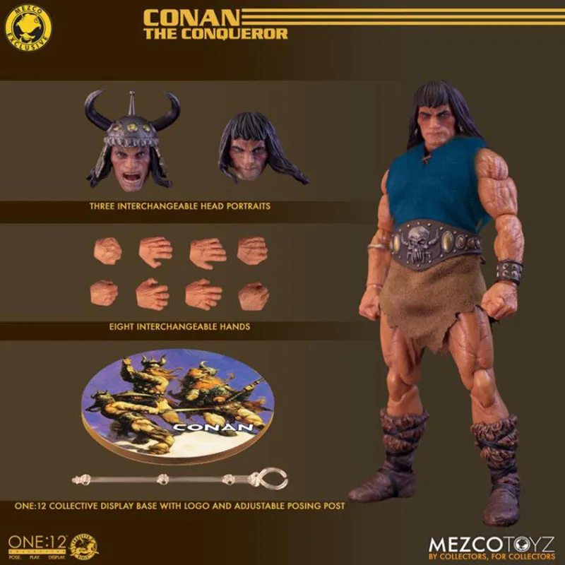 In Stock Original MEZCO 1/12 Scale Collective Conan The Conqueror Conan Anime Action Figure Collection Model Toys