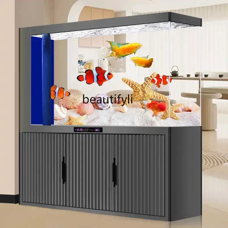 X188 New tubeless dragon fish tank living room ultra-white glass large company ecological aquarium