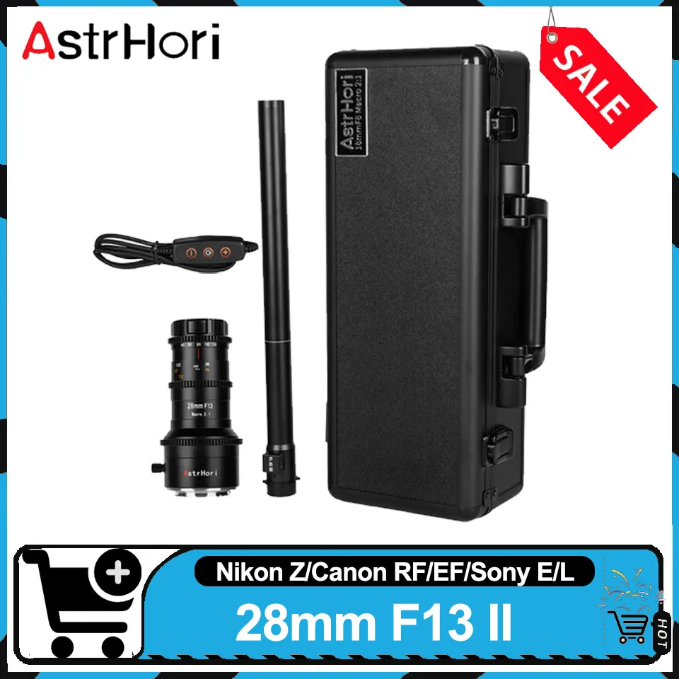 

AstrHori 28mm F13 II 2X Magnification 360° Rotating/Straight Full Frame Probe Lens with LED Light for Sony A7III Canon EOS-1100D