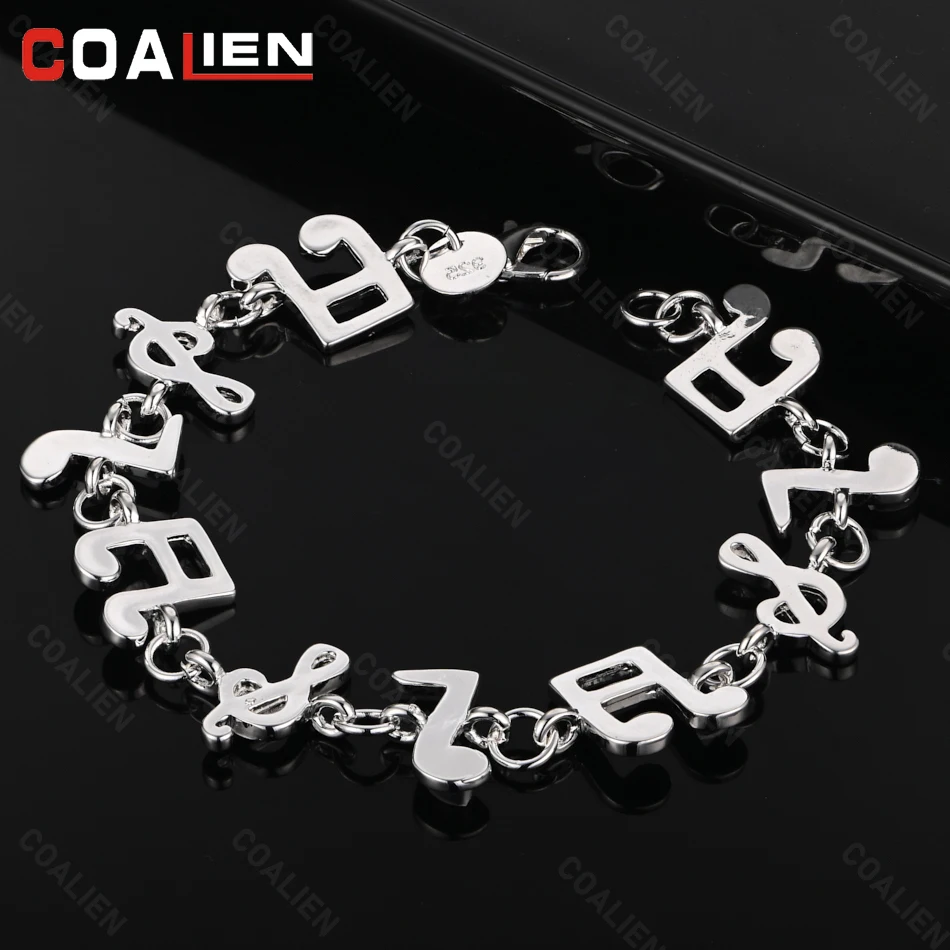 

COALIEN 925 Sterling Silver Ten Notes Bracelet Fashion Personality Charm Woman Wedding Party Gift Jewelry