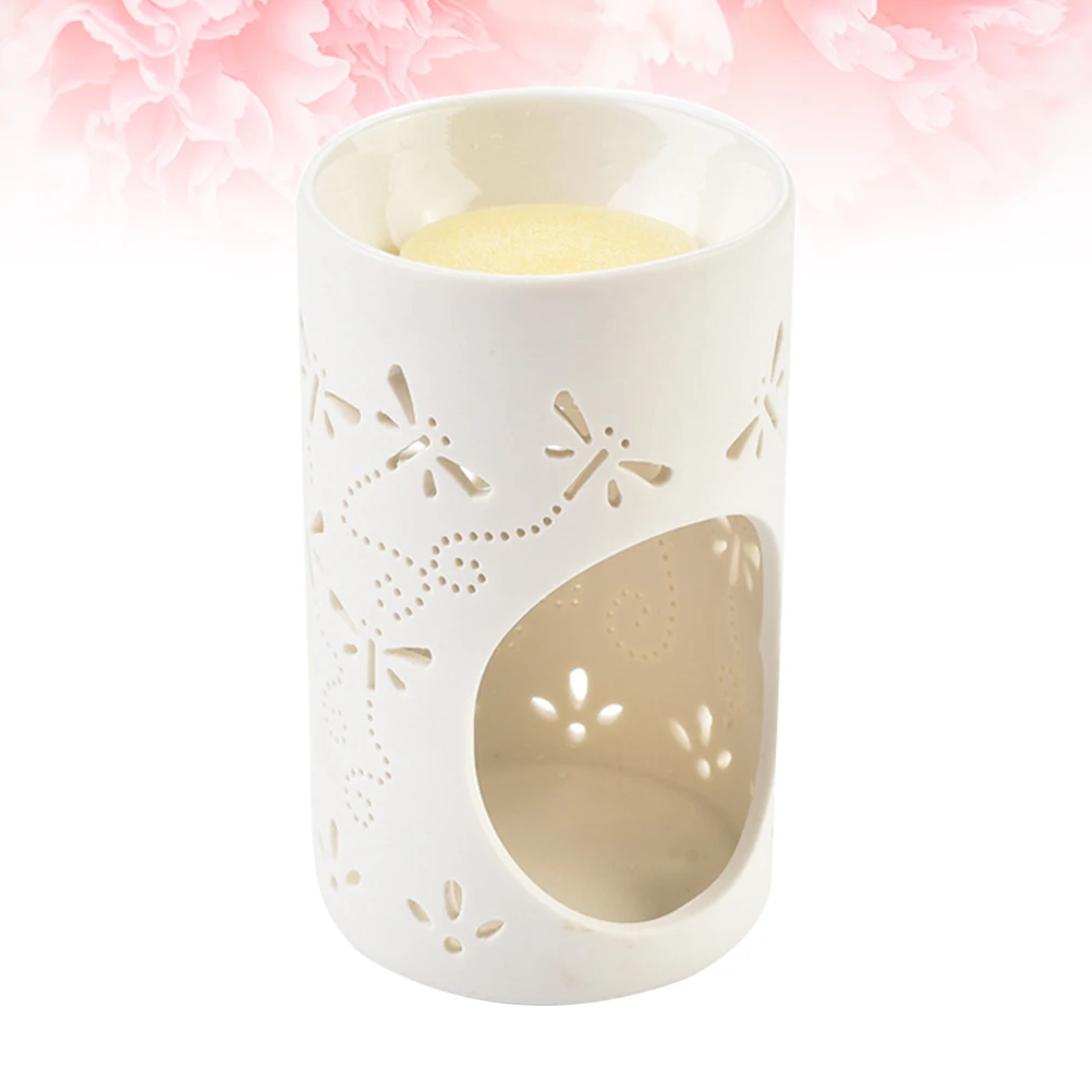 الأبيض السيراميك الشاي ضوء حامل جوفاء اليعسوب نمط مصباح عطر لغرفة المعيشة شرفة الديكور حامل مصباح الشاي