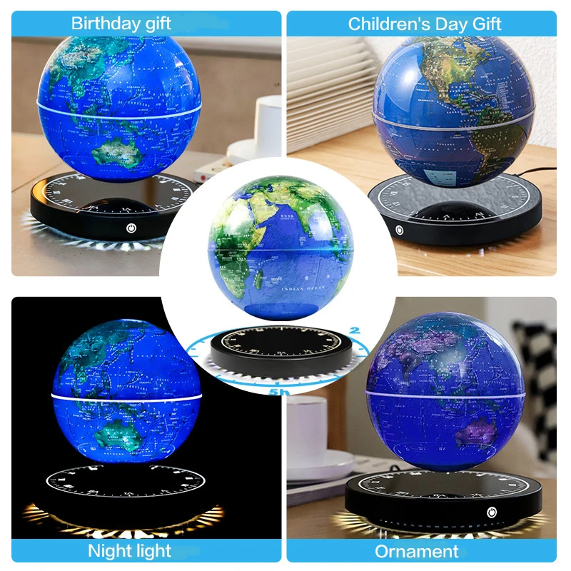 Magnetic levitation globe 3D stereoscopic luminous rotation night light black technology desktop decoration gift birthday gift