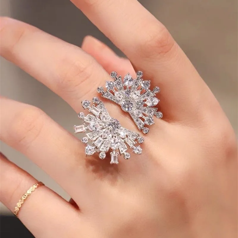 

Trend Hot Brand Anniversary Gifts Jewelry Adjustable Rings For Women Pure 925 Sliver Elegant Charming Starry Snowflakes New 2025