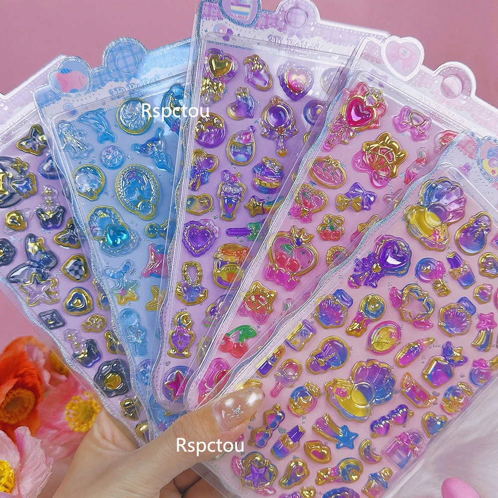 

1/8pcs Cute Creative Aesthetic Cartoon Animal Cake Relief Stickers Funny Decoration Sticker DIY Phone Luggage Bike Bubble Decals