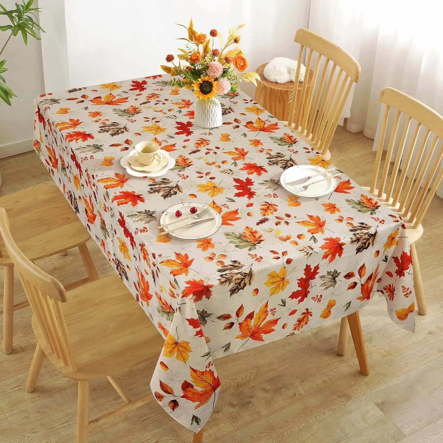 Fall Thanksgiving Maple Leaf Rectangle Tablecloth Table Decor Autumn Waterproof Tablecover Wedding Party Thanksgiving Decoration