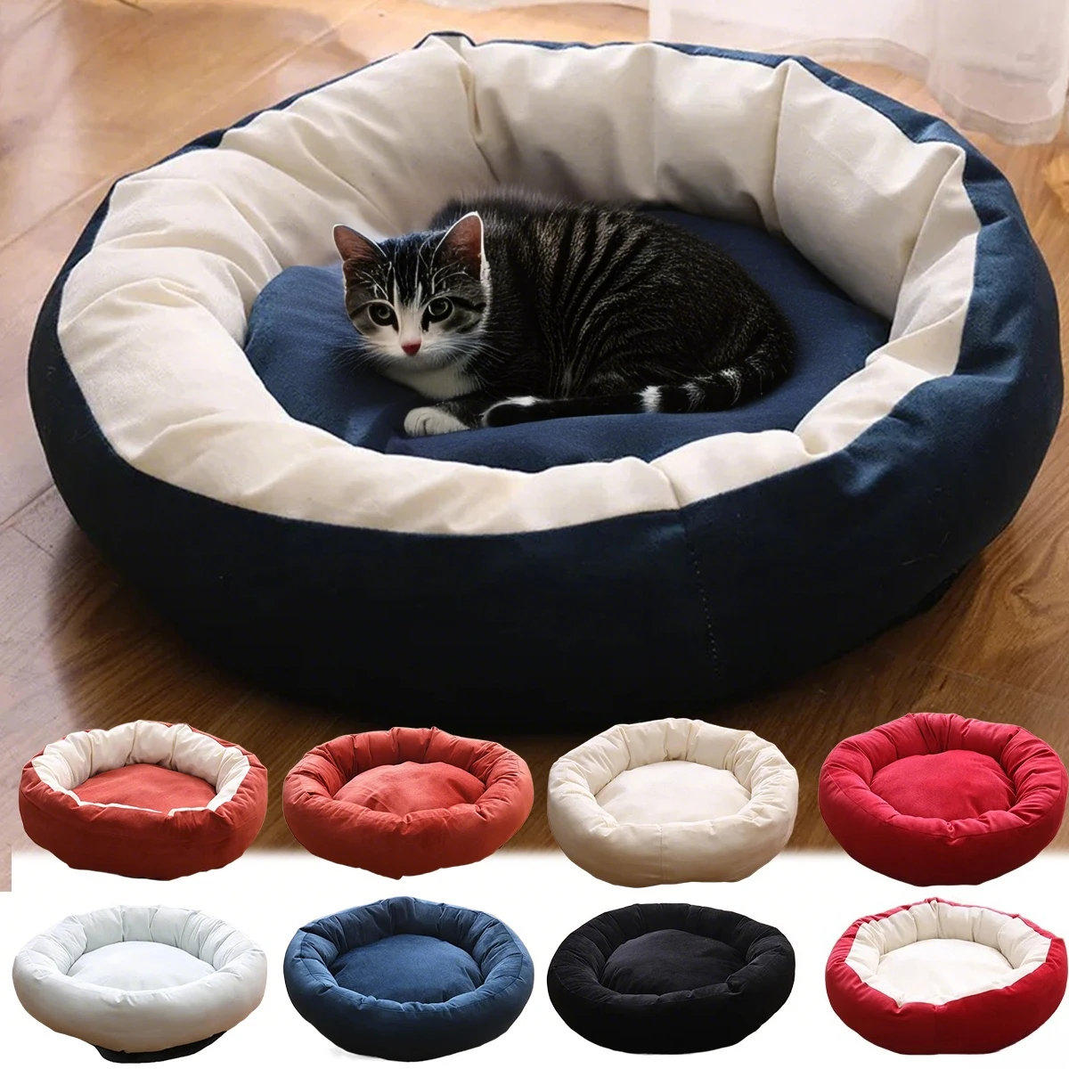 

Newest 1PCCat Dog Bed Pet Beds with Thickened PP Cotton Round Dog Cave Bed and SofaSuitable for Small Puppy Cat Bed Dog Mattress