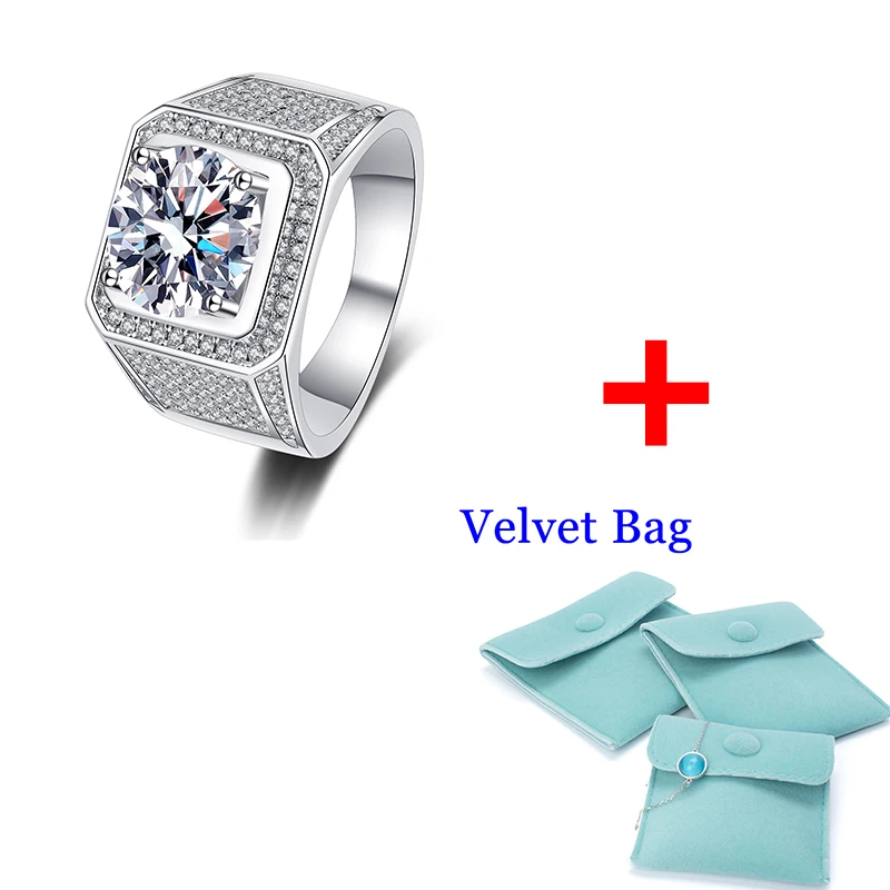 D‑Color VVS1 5CT Square Moissanite Signet Ring Platinum Plated S925 Sterling Silver Pass Diamond Tester Men Engagement Wedding Cocktail Fine Jewelry Party Gift For Him view 7