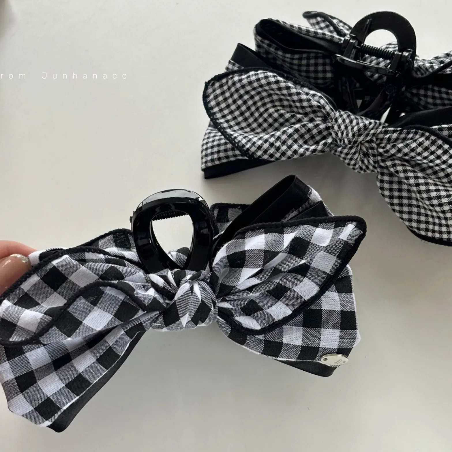 Mori plaid קשת גדולה לתפוס קליפ כסף תווית חדשה רטרו יפנית רב-תכליתי שיער נשים אביזרים לשיער