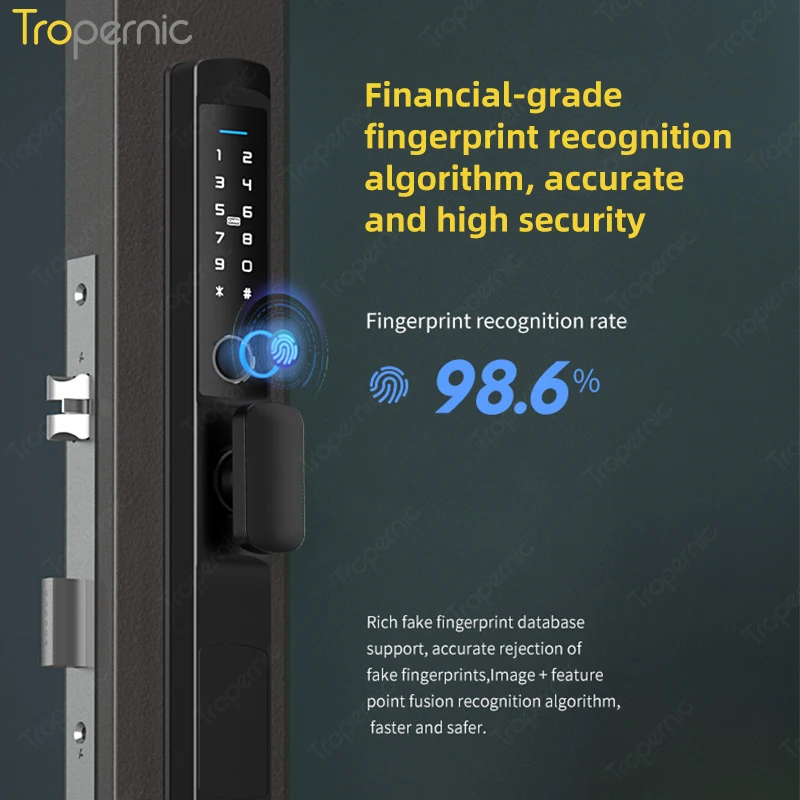 Waterproof Tuya zigbee Biometric Fingerprint Door Locks Electronic Smart door lock RFID Card code lock For Aluminum Glass Door