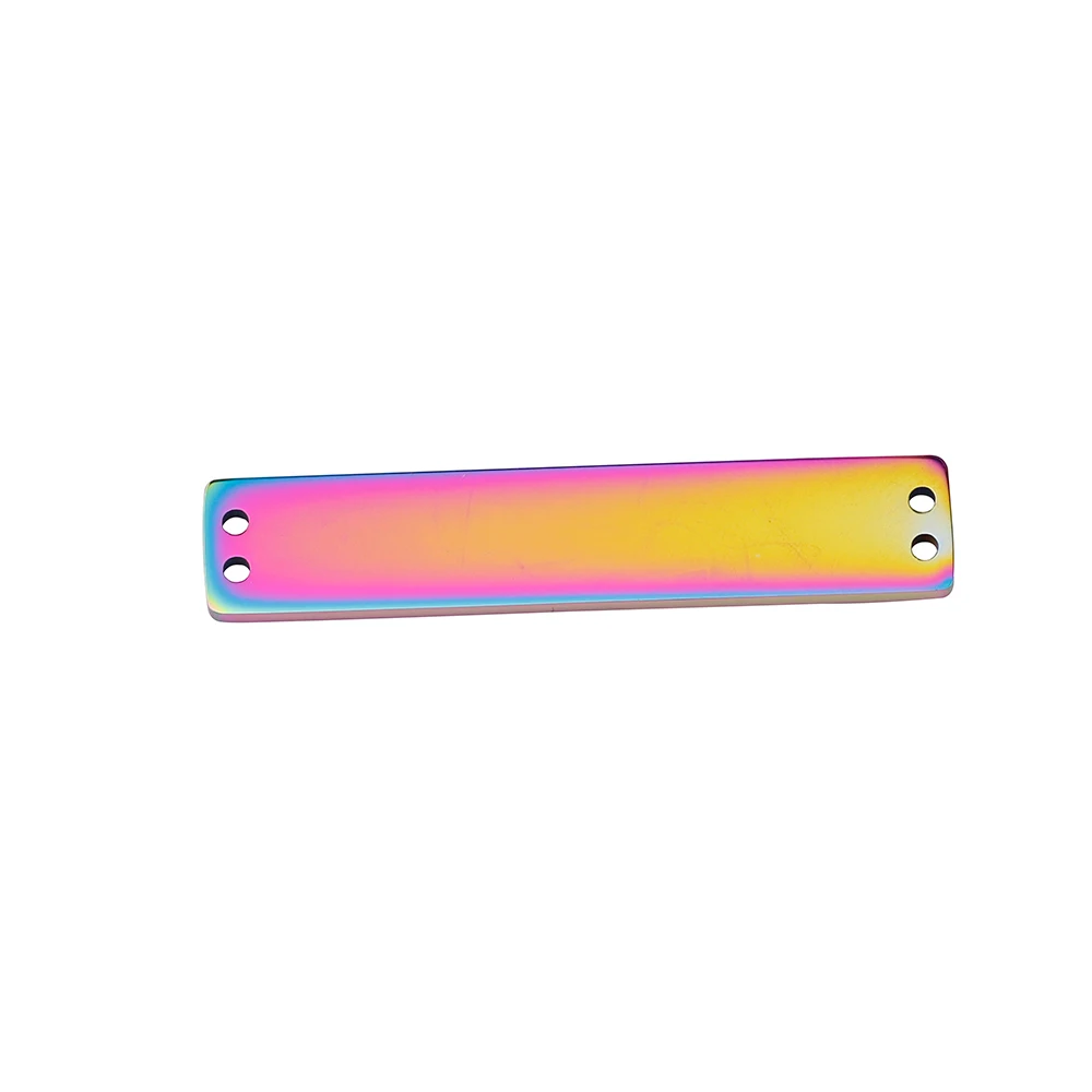 MaiLun 10 Stück 9 x 45 mm blanko Edelstahl-Rechteckverbinder 4 Löcher Gravierbare Metallplatten Rechteckplatten – Detail 3