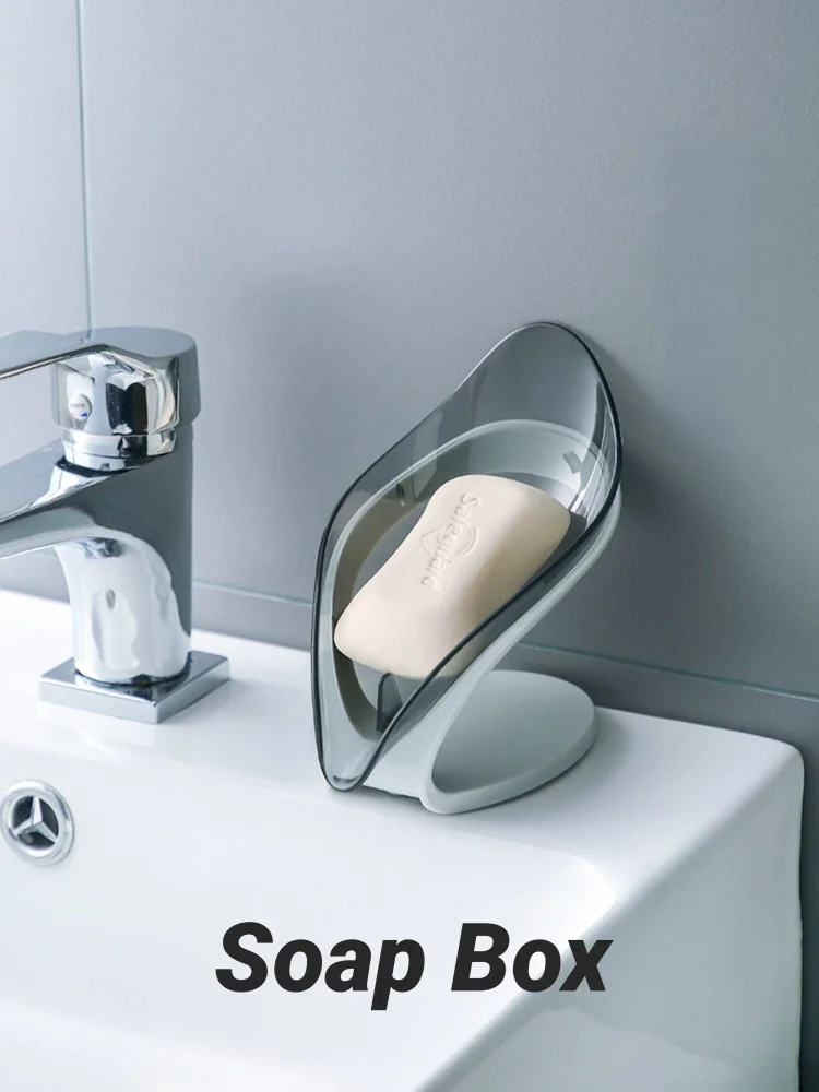 Blattförmiger Seifenhalter, rutschfester Abflussbehälter, Saugnapf, tragbare Ablage für Badezimmer, Dusche, Küche, Spüle, Toilette, L – Detail 1