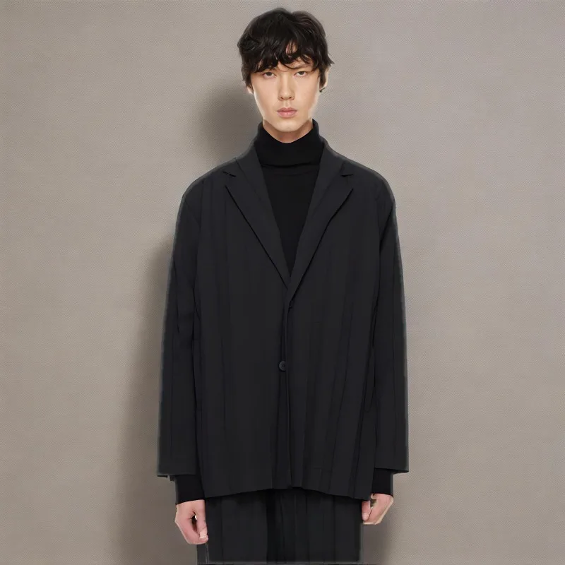 

Miyake Pleated Casual Suit 2025 Fall New Premium Niche Design Sense Miyake Wind Wide Pleated Casual Origami Suit Jacket Clothing