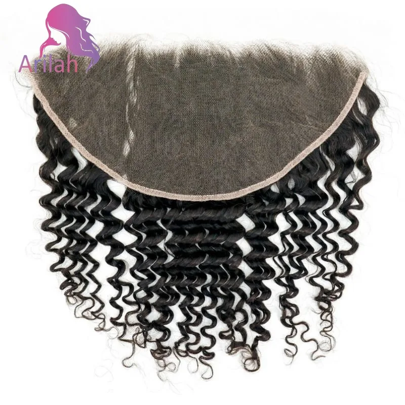 12-22 Inch Deep Wave 13x6 Human Hair Lace Frontal Full End Natural Color Brazilian Virgin Hair Pre-Plucked 150% Density