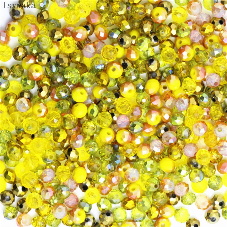 Isywaka B-Multicolor 4*6mm 50pcs  Rondelle Austria faceted Crystal Glass Beads Loose Spacer Round Beads for Jewelry Making