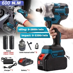 600N.m Torque Cordless Electric Impact Wrench Brushless Electric Wrench Hand Drill Socket Power Tools For Makita 18V Battery