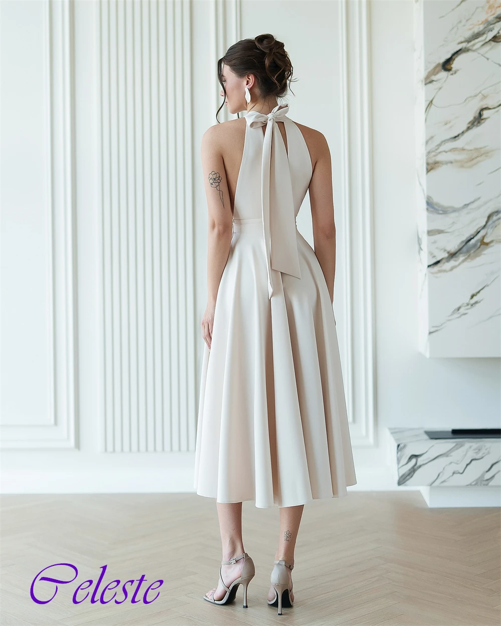 Customized Halter Sleeveless Jersey A-Line Elegant Evening Dress Sexy Spaghetti Straps Special Occasion Gowns  Party Dress