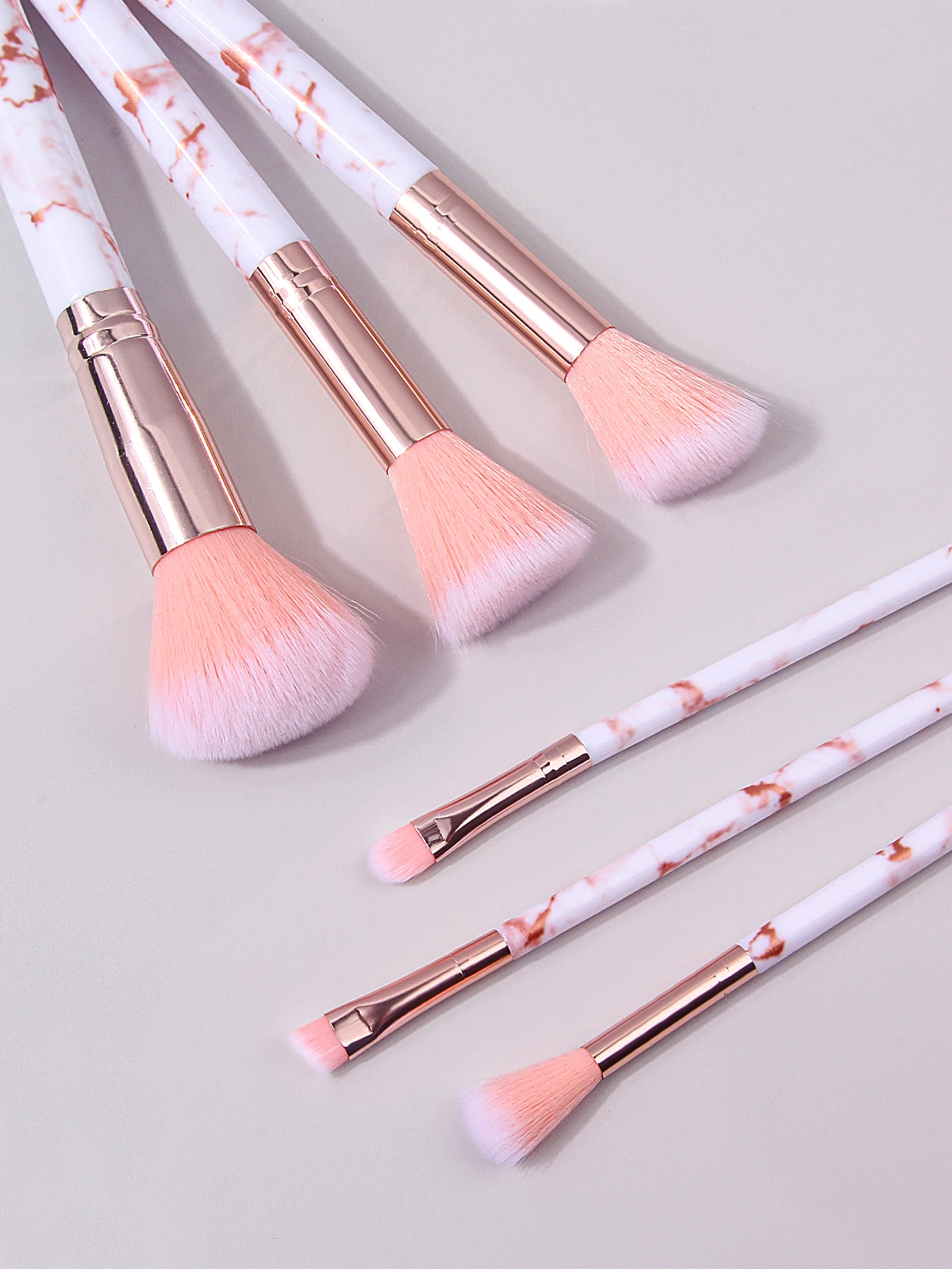 مجموعة فرش مكياج وردية مكونة من 6 قطع - تتضمن فرشاة أحمر الخدود وفرشاة كونتور وفرشاة ظلال العيون وفرشاة المزج | أدوات ماكياج كاملة #5