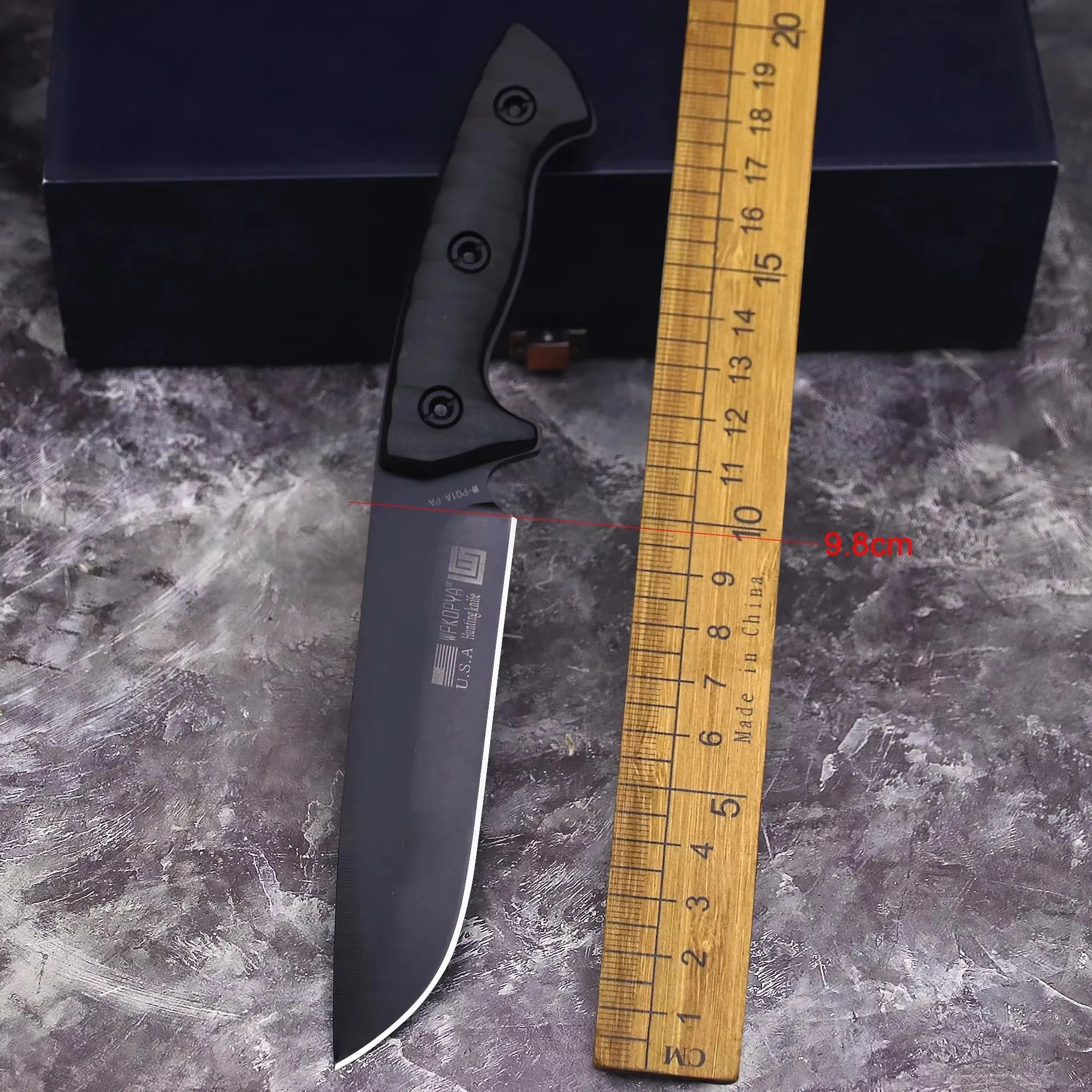 All Tang outdoor hunting straight knife, high-end multi-functional tactical straight knife, rescue survival knife