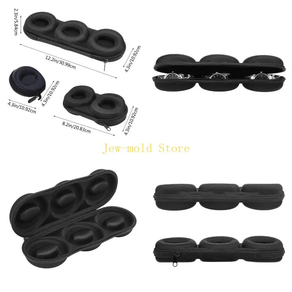 

C71B Watch Travel Case Fits Wristwatches Watches 3 Slots Watch Travel Box