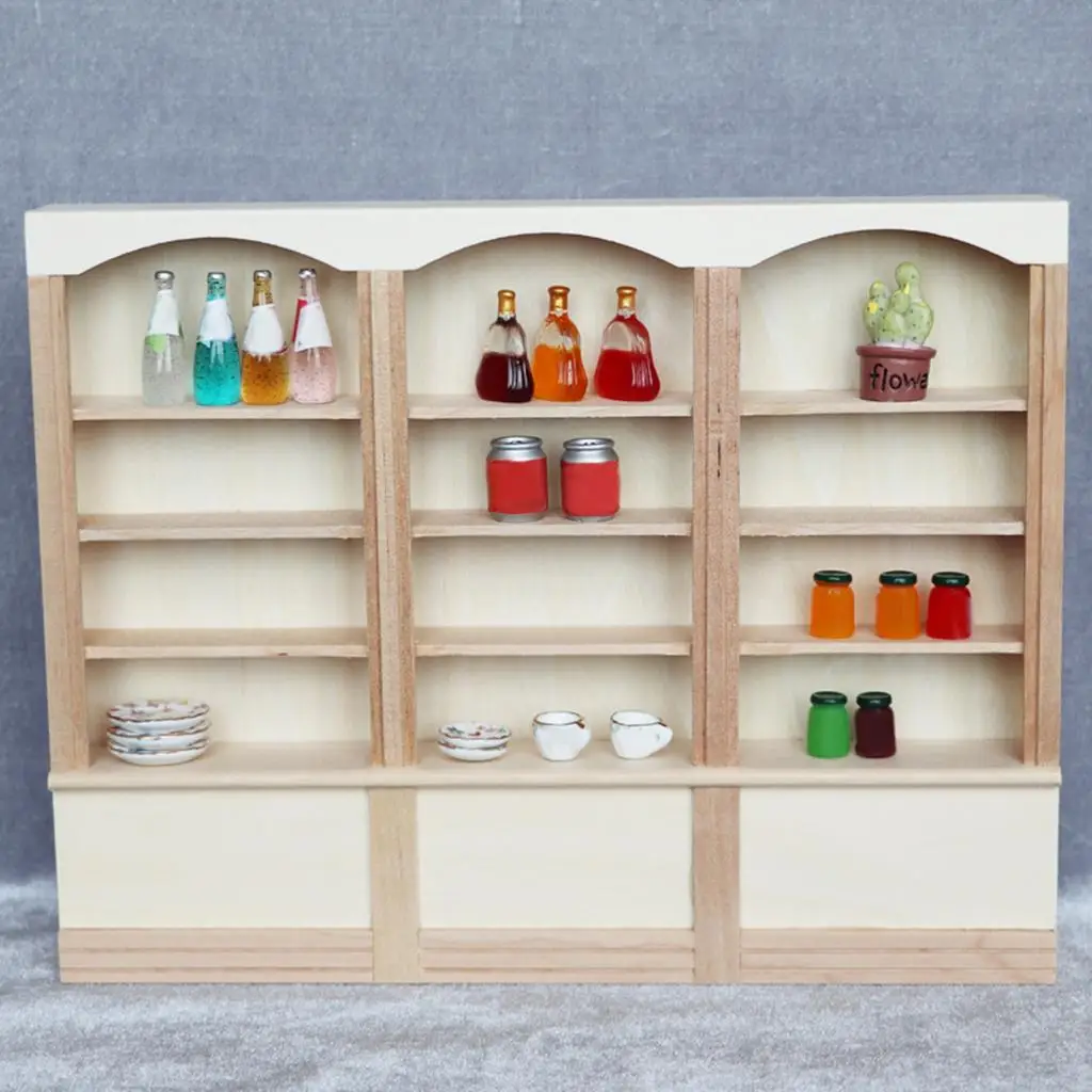 ชั้นวางของทำจากไม้แฮนด์เมด ขนาด 1/12 สำหรับบ้านตุ๊กตา อุปกรณ์ตกแต่ง DIY
