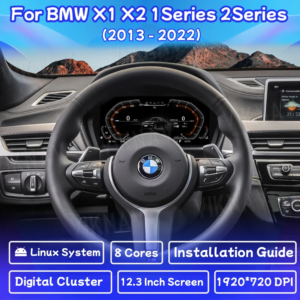 

For BMW X1 X2 1Series 2Series 2013-2022 Car Digital Gauge Cluster Virtual Cockpit Dashboard Instrument Speedmeter Head Unit