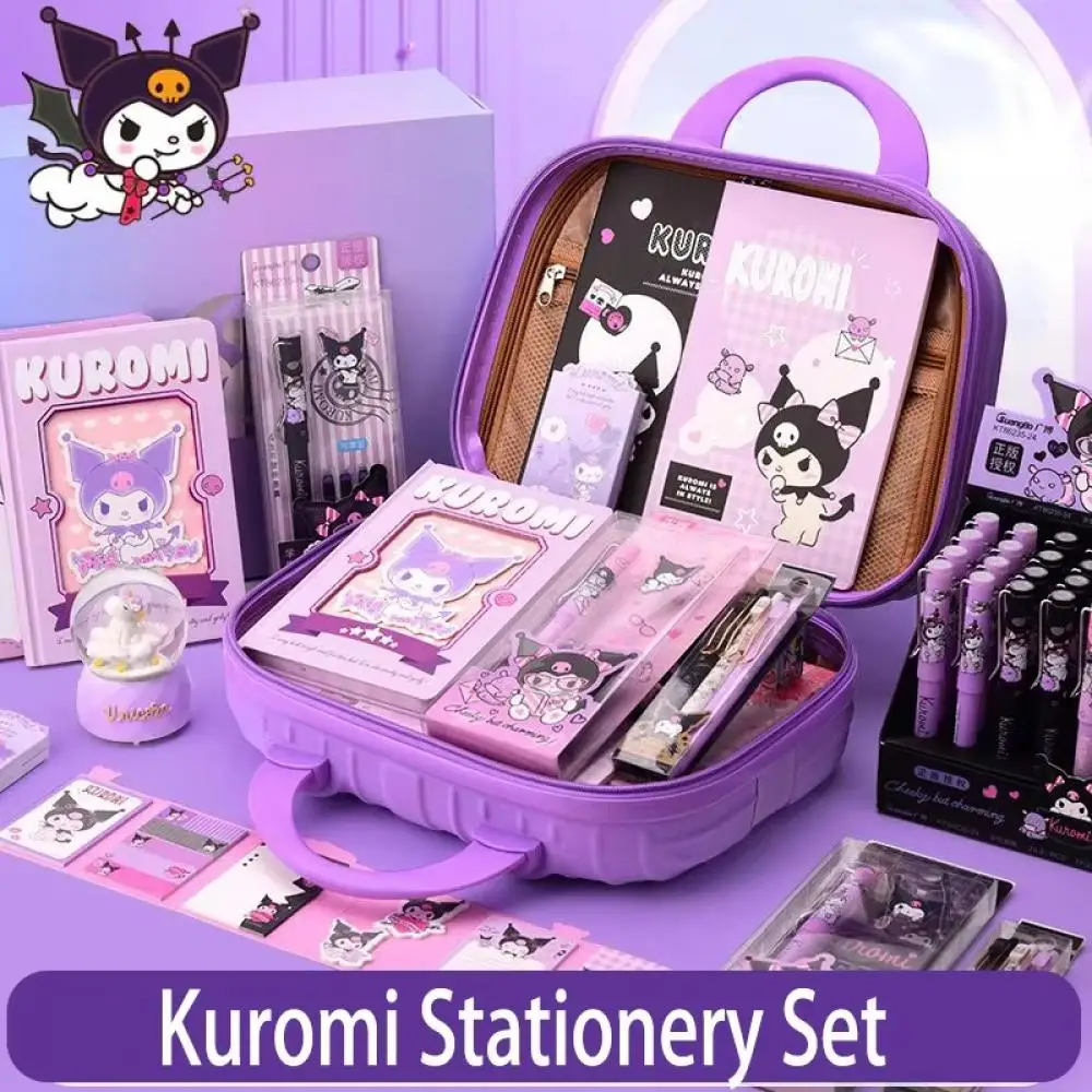 Kawaii Sanrio Genuine Kuromi Child Stationary Set Anime Box Award Student Learn Supplies Girl School Surprise Birthday Gift