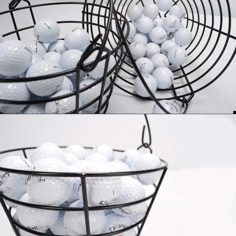 Metal Wire Golf Ball Basket Balls Container With Handle Golf Ball Carrying Bucket Storage Bin Stackable Utility