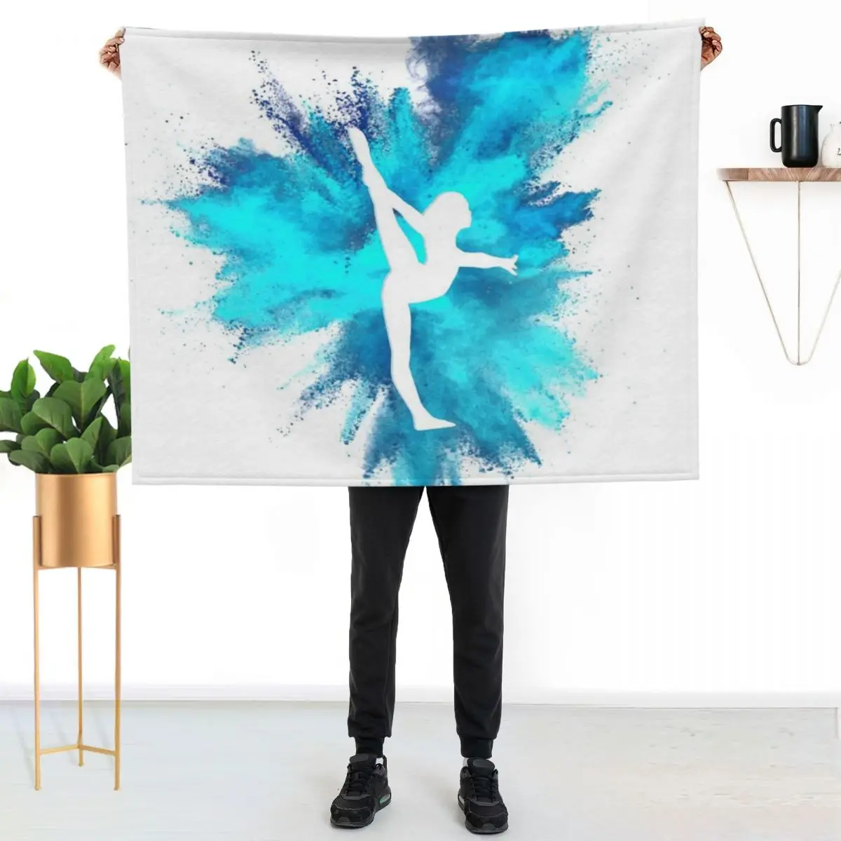 

Gymnast Silhouette - Blue Explosion Throw Blanket Soft Bedroom Blanket for Night Sleeping