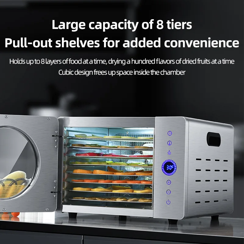 مجفف طعام للحيوانات الأليفة المنزلية والوجبات الخفيفة وصدر الدجاج والخضروات والفواكه والاستخدام التجاري 8 لتر