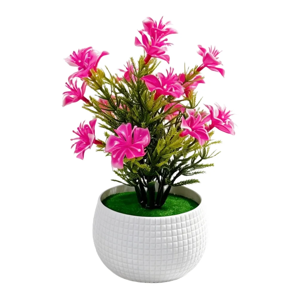 Artificial For Cherry Blossom Bonsai Tree With 17 Vivid Blooms Plastic Fake Flower Potted Plant For Home Office Desk Decoration