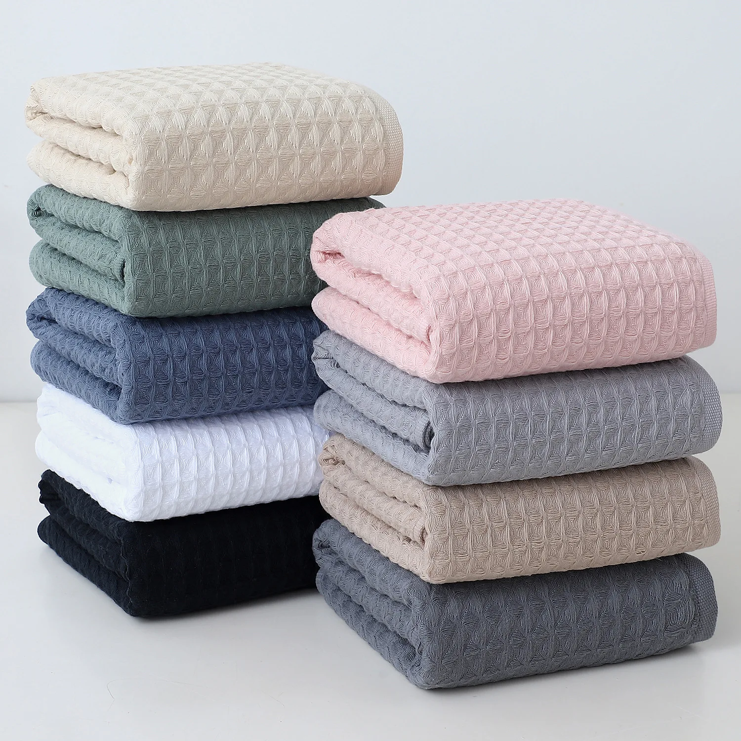 Pure Cotton 50*100cm Multi-Color Waffle Large Towel Is Soft, Absorbent, Quick-Drying and Can Be Used for Bathing and Home Use