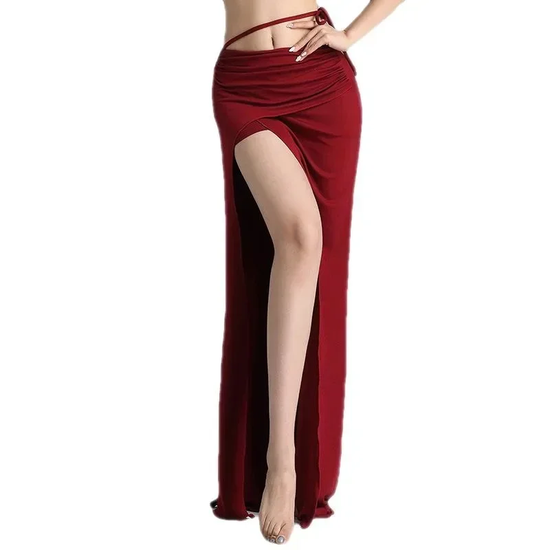 

Adult Elegant Belly Dance Wrap Tie Skirt Women Sexy Maxi Spilt Long Spanish Costume Swing Dress Bandage Clothes Dancerwear