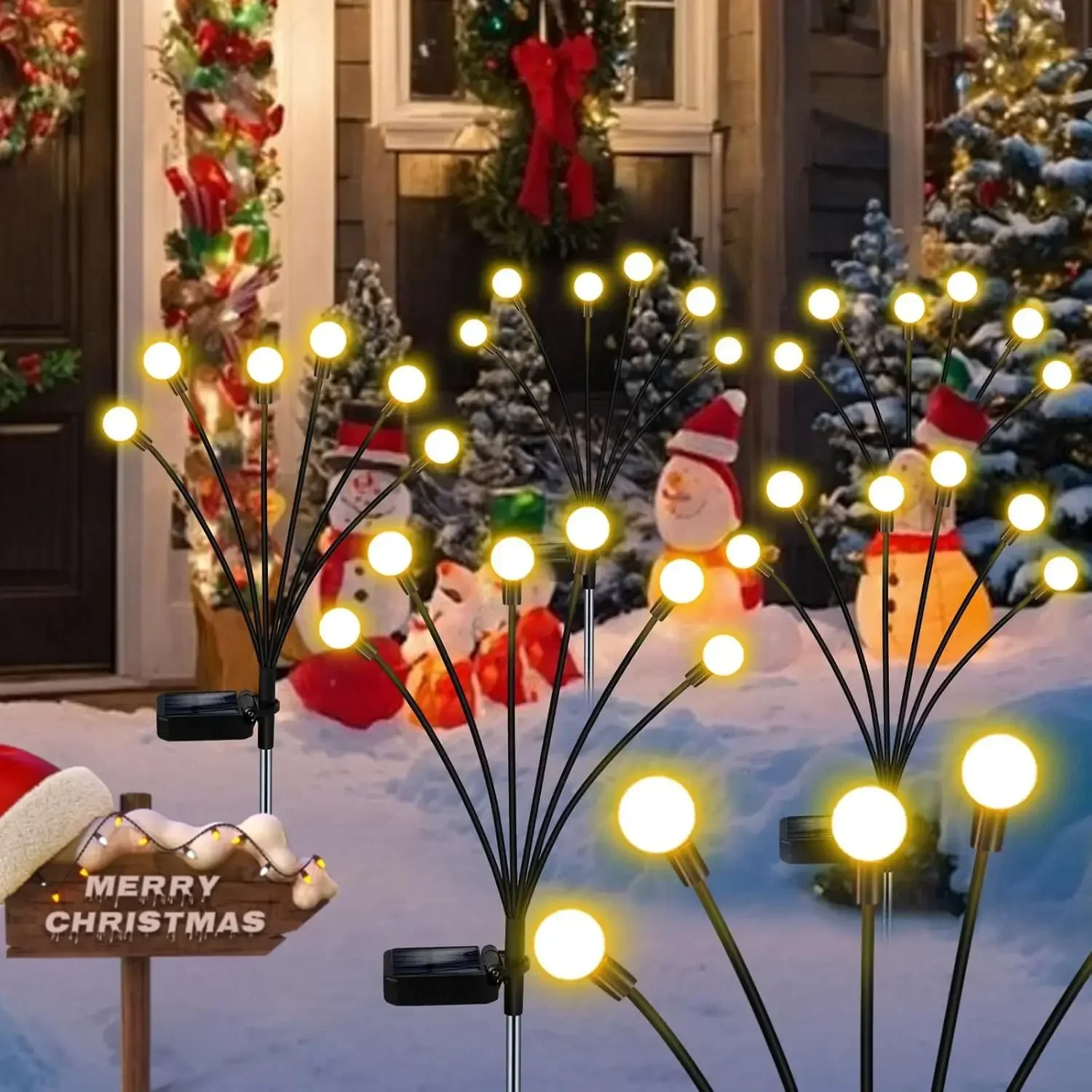 Поп светодиодные солнечные светлячки газонные фонари уличные ветрозащитные садовые вилки лампы водонепроницаемые для двора дорожки фестиваль Рождественский декор свет