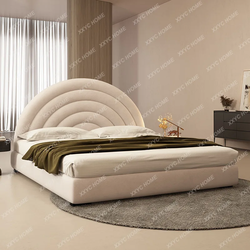 

Кровать из ткани LX в кремовом стиле, простая современная матовая кровать для спальни