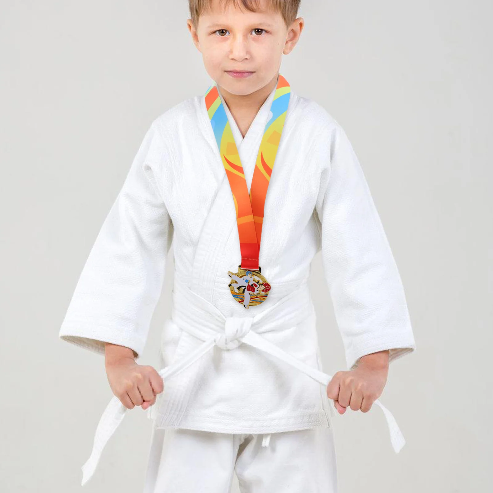 Medallas ganadoras de Taekwondo para niños, medallas de reconocimiento de premios de artes marciales plateadas de Metal duradero, premio de competición campeón para niños