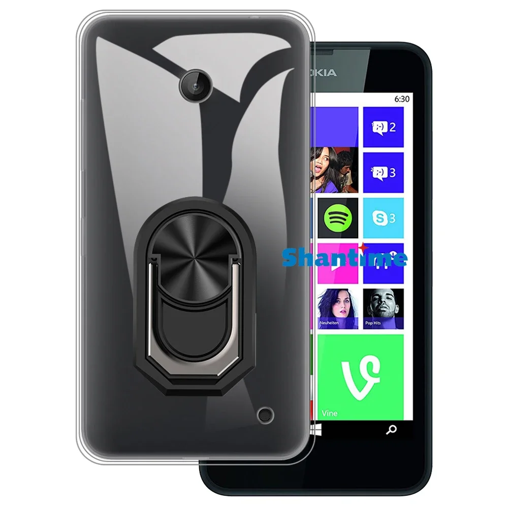Soporte de anillo de lujo a prueba de golpes para Nokia Lumia 630, funda protectora de silicona suave TPU para Nokia Lumia 635