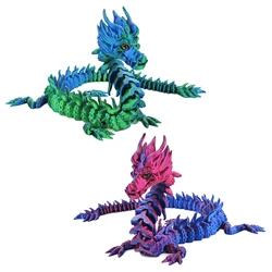3D Printed Dragon Rotatable Articulated Dragons Western Style Crystal Dragon With artificial eyeballs Desktop Ornament Gifts