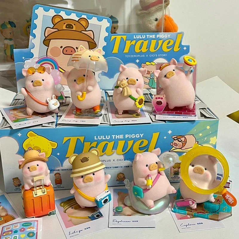 Lulu The Piggy Travel Series Blind Box Cute Piggy Anime Figure Model Mystery Box Room Ornament Collection Doll Toy Surprise Gift