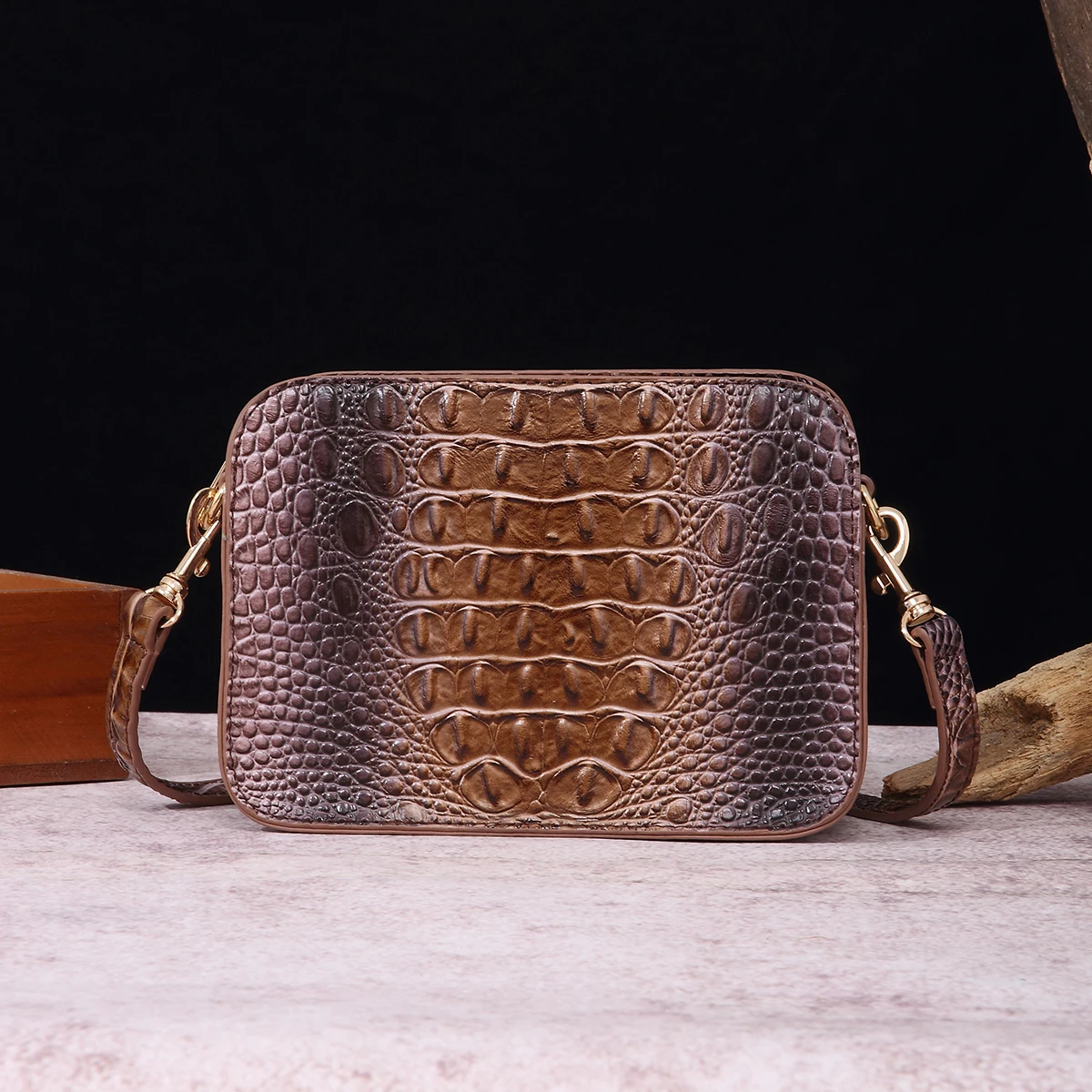 Crocodile Reliëf Dames Tas, Elegante Crossbody Tas Meerdere Zakken Schoudertas