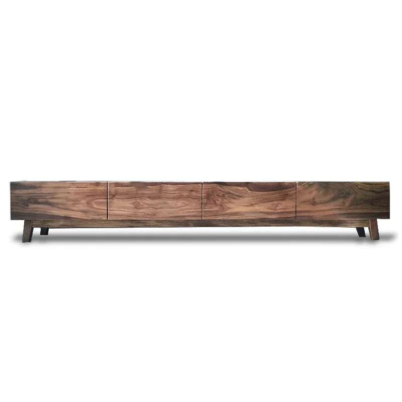 

Black walnut log TV cabinet, solid wood audio-visual ca binet