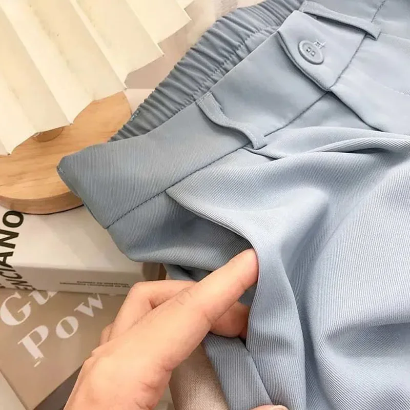 Pantaloni coreani a vita alta a nove punti pantaloni da donna autunno estate Casual larghi da ufficio pantaloni da lavoro tinta unita moda nuovo