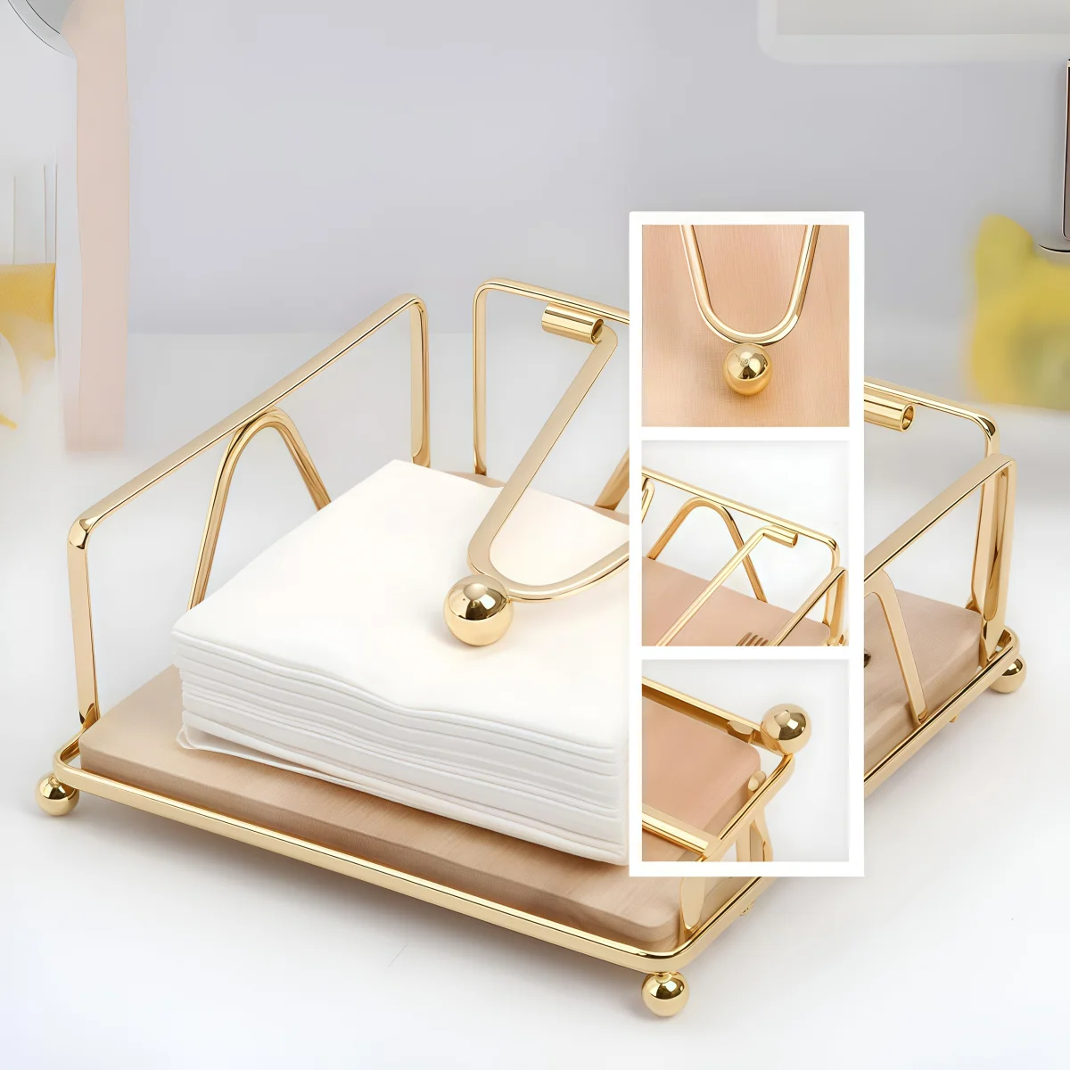 1pc Flat Metal Napkin Holder, Modern Design Napkin Holder for Kitchen & Dinning Table, Napkin Holder with Weighted Arm    JJ2927