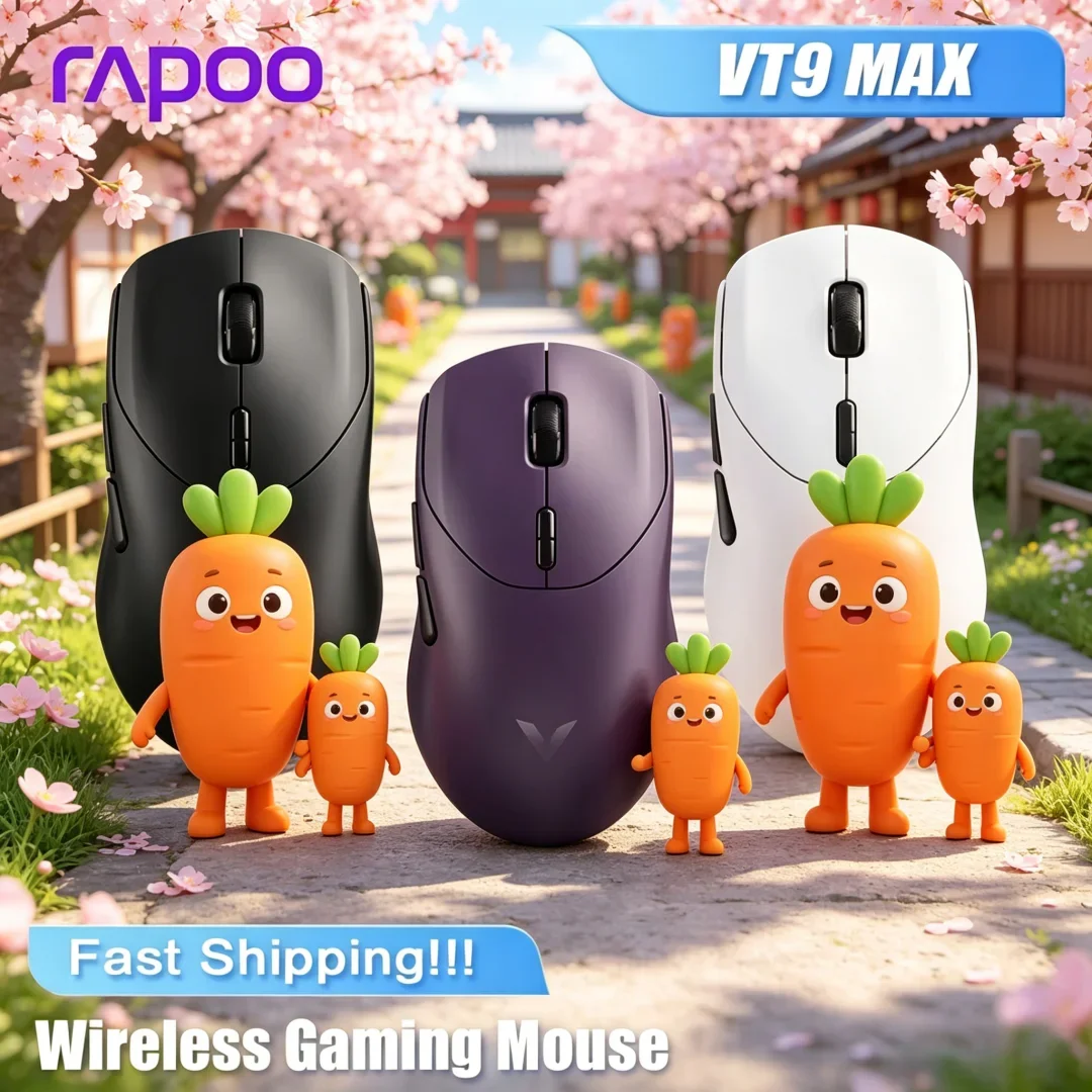 Elite Crafted Rapoo VT9 MAX GEN-2 Wireless Gaming Mouse With True 8K Wireless Polling Rate 53g Ultra-light Build Up to 750Hr