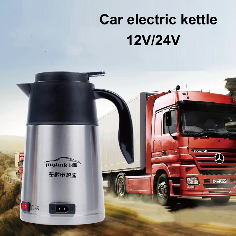 12V/24V Car Kettle 304 Stainless Steel Truck Water Heater Kettle Large Truck Portable Travel Outdoor Electricer Kettle 1200ml