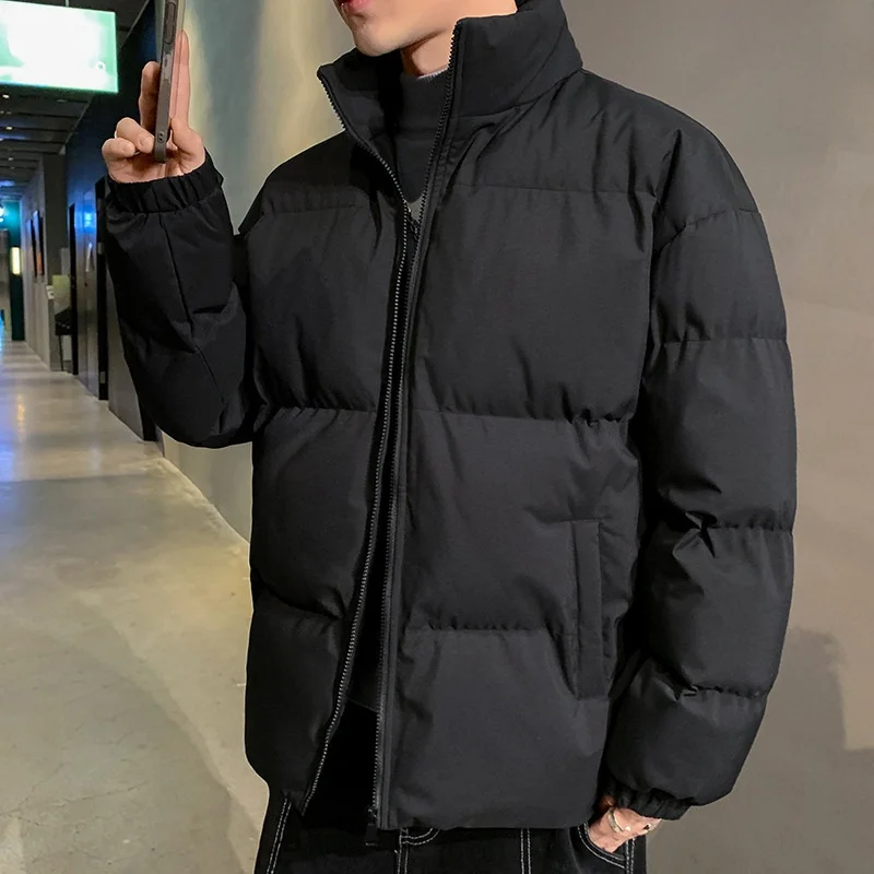 

Trendy Men's Winter Cotton Jaet Stand Collar Thiened Bread Sle ort Coat Korean Hong Kong Sle Velvet Cotton Clothes