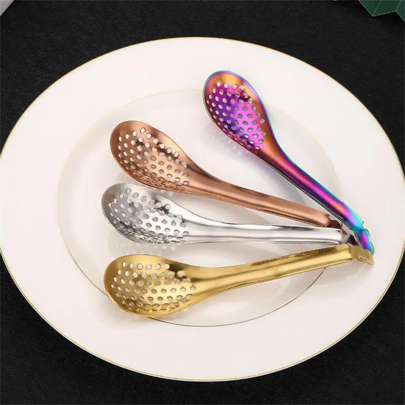 1/2PCS 304 Stainless Steel Perforated Kitchen Spoon Molecular Cooking Caviar Colander Filter Kitchen Hot Pot Colander Cooking