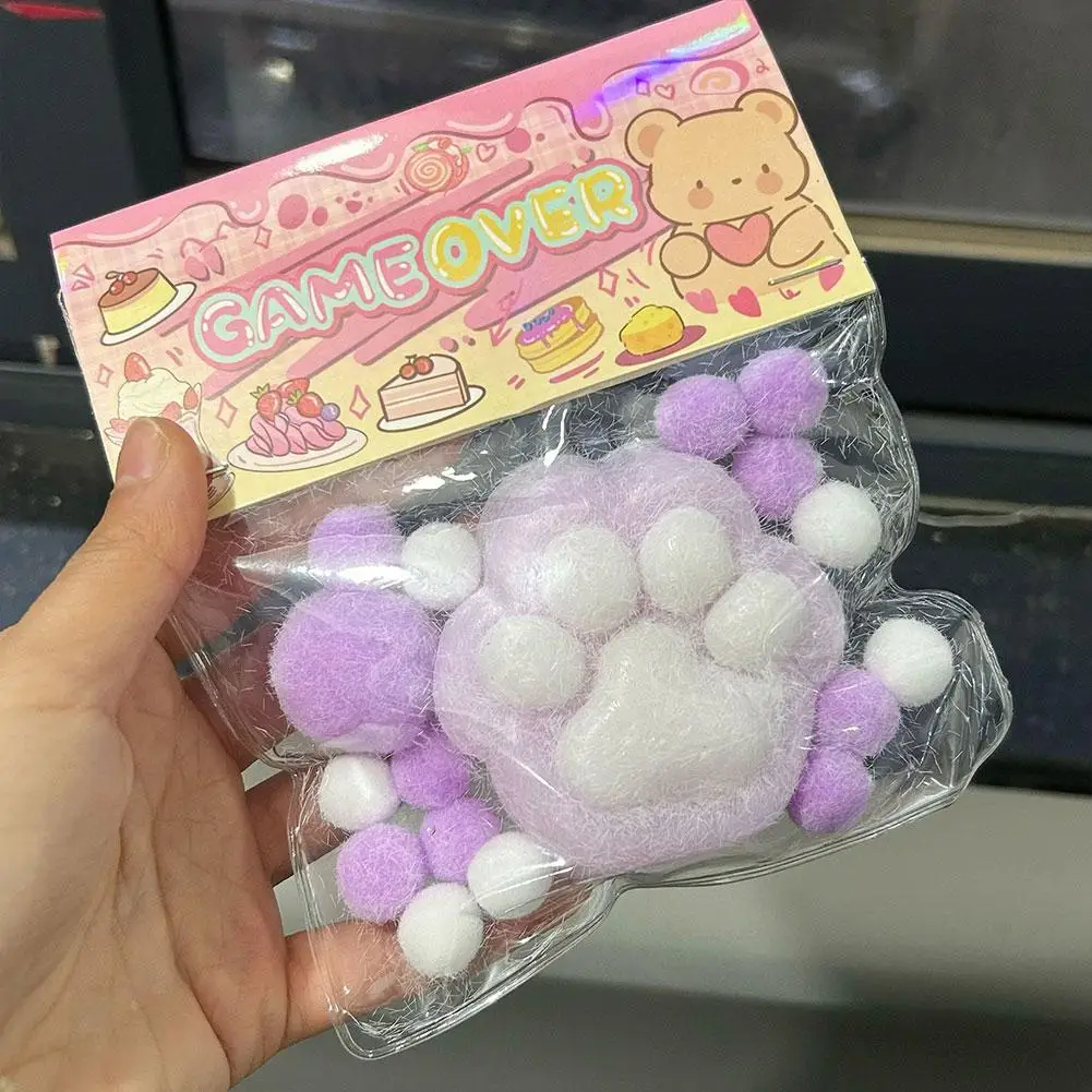 Kawaii Plush Cat Paw Toy para crianças, presente bonito dos desenhos animados, rebote lento, criativo, alívio do estresse, PU, fidgeting, apertando,